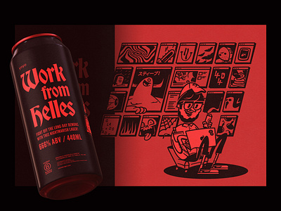 🔥WORK FROM HELLES 🔥 beer beer brand brand can characters concepts dribbbleweeklywarmup drink fire halloween helles illustration lager mocktober red