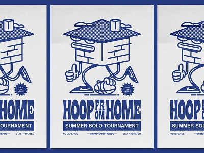 HOOP FROM HOME basketball bricks character design display funny home house illustration nike poster remote sneakers summer tournament typography vector wfh