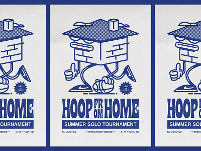 HOOP FROM HOME basketball bricks character design display funny home house illustration nike poster remote sneakers summer tournament typography vector wfh