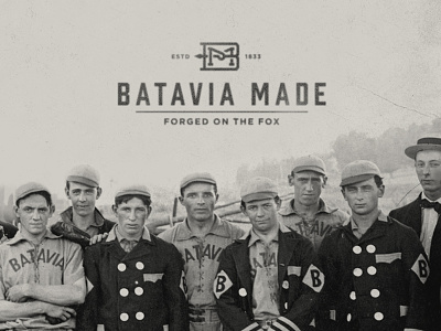 Batavia Made 1833 batavia batavia made bm branding distressed fox river heritage identity logo monogram vintage