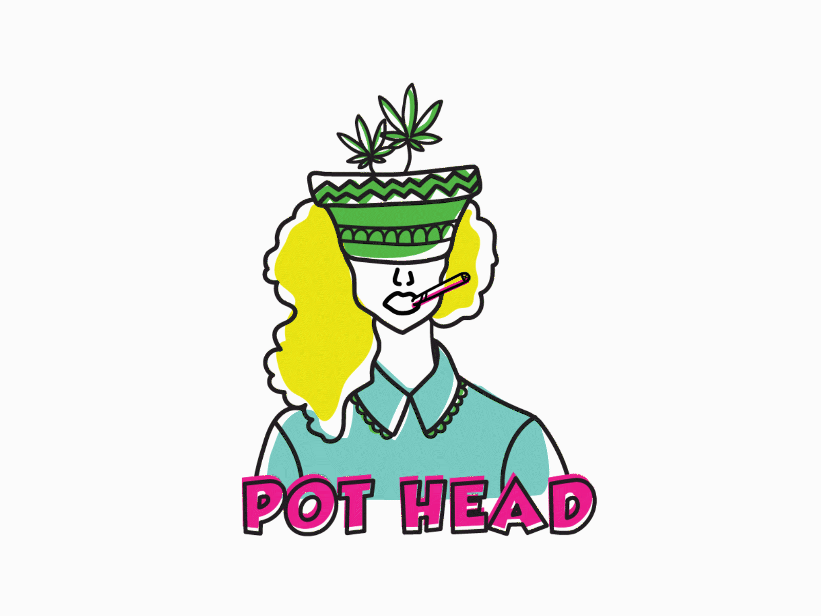 Pot Head Logo animation branding illustration logo marijuana