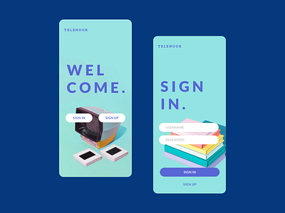 TeleNook App Intro Screens app app design book digital design television ux ux design