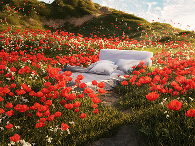 Flower bed 3d art blender design environment floral flower motion design nature render