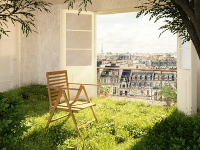 Parisian summer archviz blender concept art environment france garden interior nature paris plants