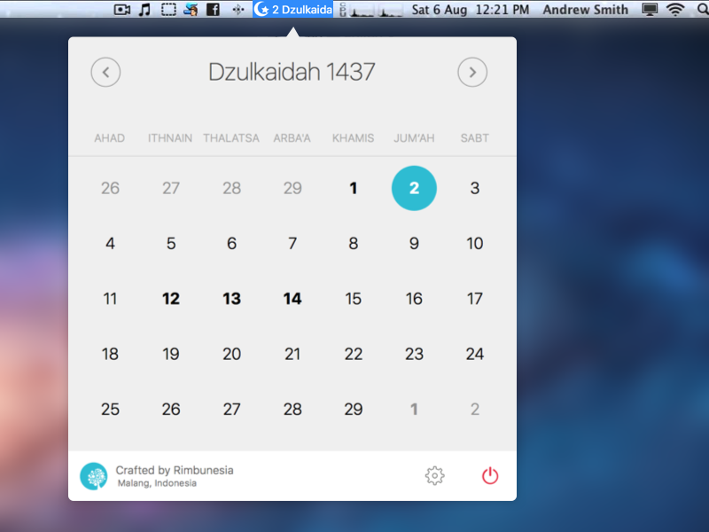 menubar calendar mac