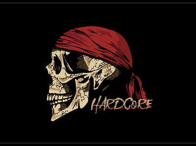 Hardcore - Skull and Bandana T-Shirt amin shahrokhi hardcore merch designer riders shahrokhi shirt design idea shirt design services shirtdesign skull skull drawing skull illustration skull t shirt skulls and bandana t shirt t shirts tee tee designer tees teeshirt tshirt design ideas