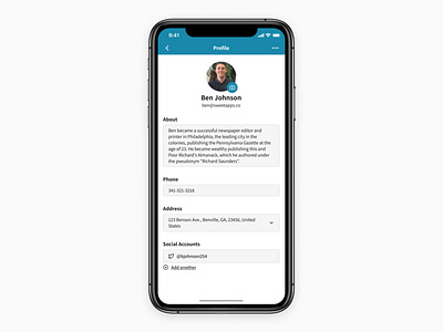 User Profile mobile ui profile page