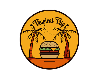 Tropical Trip design flat illustration logo vector