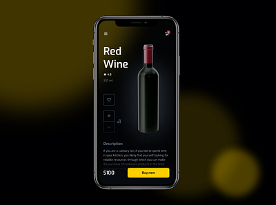 Wine Collection Mobile UI app dark ui design ecommerce interface mobile red smartphone ui ux wine yellow
