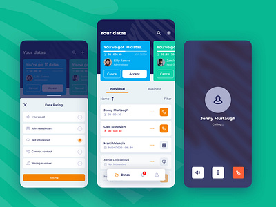 Data Management for Call Center Mobile UI administrator app call colorful countdown data design individual management mobile modern sketch smartphone ui vector
