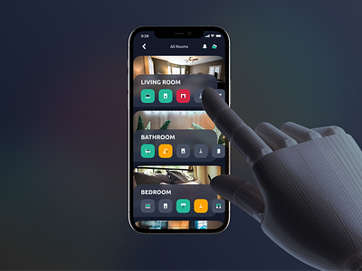 Smart Home Devices Application app dark mode design devices interface mobile room smartphone ui ux