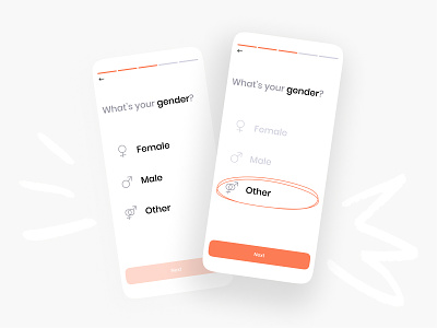 What's your gender? app clean design gender interface progressbar scribble smartphone ui ux