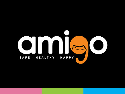 Amigo - Petshop Logo blue branding cat green logo orange pet pink typeface