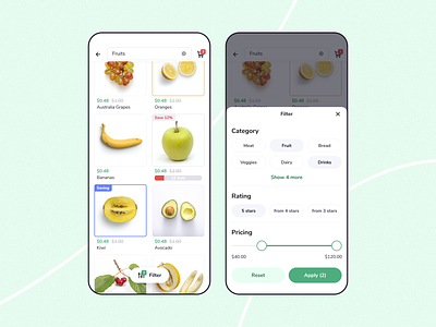 Grocery Filter Mobile UI