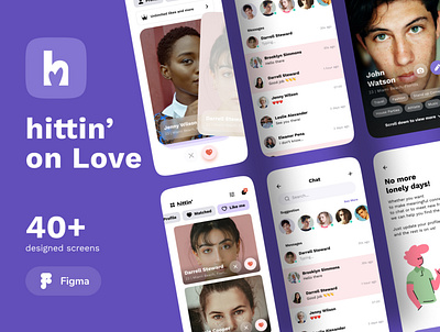 Dating Mobile UI Kit app chat dating design interface kit mobile purple social ui ux