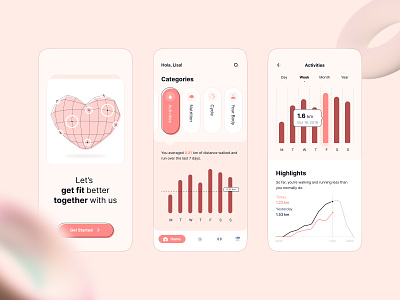 Sweet Health Mobile UI app chart design health heart interface mobile pink sweet ui ux