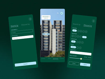 Search Apartments with AR apartment app ar design filter interface mobile real estate room search ui ux