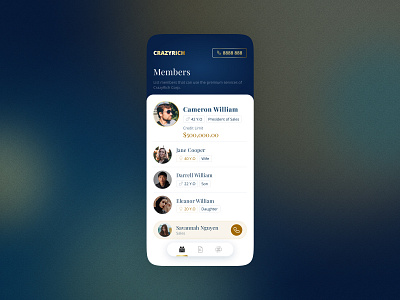 Members List design family interface limit list member membership mobile premium sales ui ux