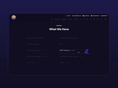 Feature List on Landing Page 3d dark mode design features hover interface landing page list ui ux website