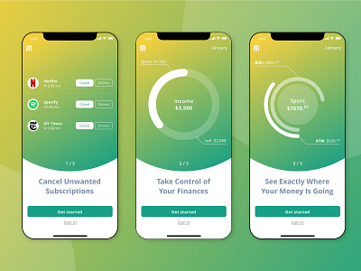 Onboarding Screens for Money Manager App app charts circles design finance app money management smartphone ui ux