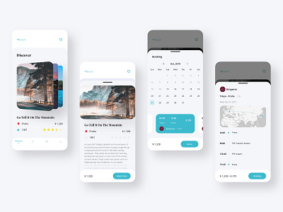 Travel Booking Tour Mobile UI booking calendar discover interface kit mobile payment search ticket time tour travel trip ui ux