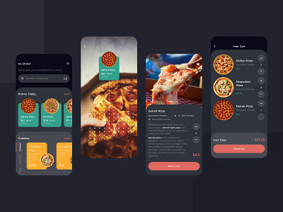 Order Food Dark Mode Mobile UI