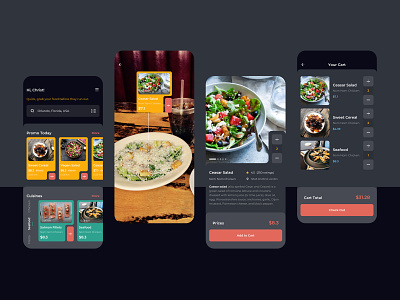 Order Food Dark Mode Mobile UI app book clean cuisines food kit light mobile modern order sketch ui ux