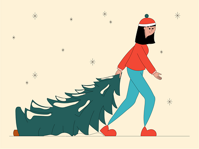 Picking a Christmas Tree christmas design graphic design holiday illustration illustrator snow traditions tree vector