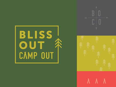 Bliss Out Camp Out brand branding camp color palette identity logo retreat