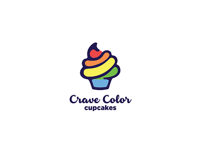 Crave Color Cupcakes branding clean design flat icon identity illustration illustrator lettering logo minimal typography vector