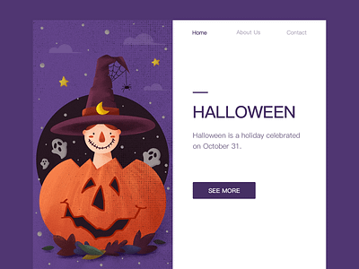Happy Halloween 万圣节 插图 紫色 设计