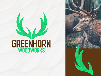 Greenhorn Logo deer logo design horn logo horns illustraion logo logo design wood woodworks