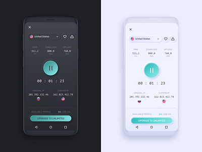 VPN app concept app ui mobile neumorphic timer vpn app