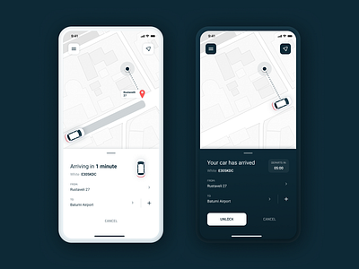Concept | Self-driving taxi car map mobile self driving taxi ui