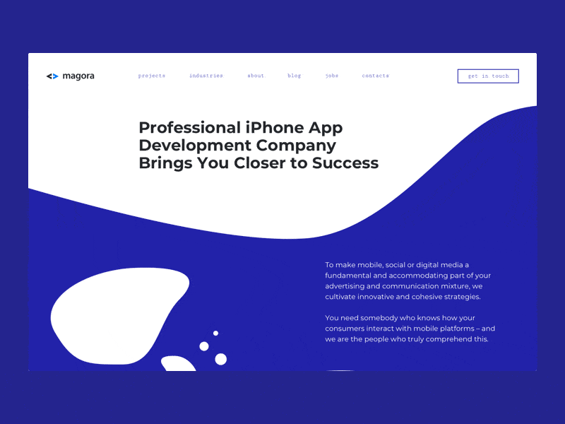 Landing Page with Animations animation blue fluid landing layout principle sketch ui ux web white