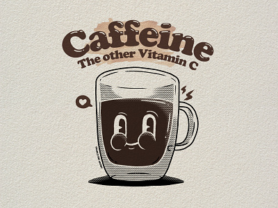 Caffeine cartoon cartoon character design graphic design illustration mascot retro retro cartoon vintage