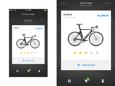 e-commerce App Concept app bikes cards clean dark design grey ios mobile navigation simple white