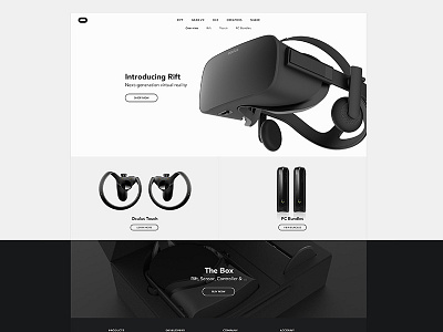 Oculus Product Overview black and white clean design exploration gray rift vr
