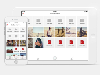 Sandisk Tablet and Mobile App app design grey ipad iphone mobile red sandisk ui white