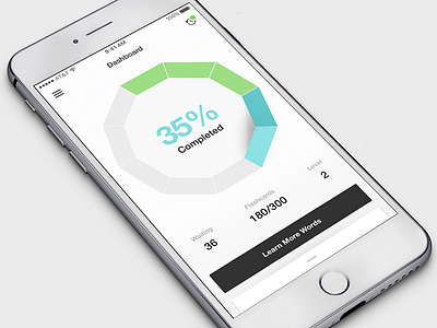 Learning App blue colorful green ios language learning light ui mobile progress ui white words