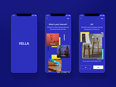 Vella Onboarding app design inspiration ios mobile ui