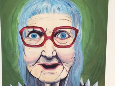 Gladys, The Punk Rock Granny gouache illustration portrait portrait painting punk rock