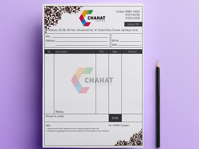 Invoice Book designed for Chahat Creation