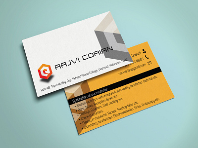 Business Card designed for Rajvi Corian ads branding business card design graphic design illustration india instagram post logo logo design product design social media marketing social media post vising card