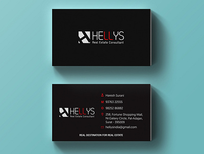 Black Business Card designed for Hellys Real Estate Consultancy ads branding business card design graphic design illustration india instagram post logo logo design product design real estate real estate consultant social media marketing social media post vising card