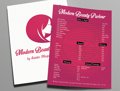 rice variant brochure designed for Modern Beauty Parlour ads branding business card design graphic design india instagram post logo real estate