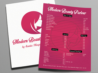 rice variant brochure designed for Modern Beauty Parlour