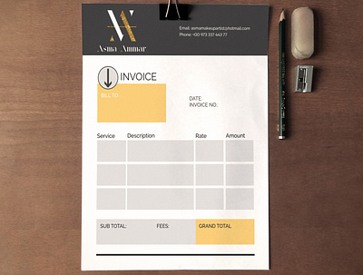 Invoice designed for Asma Ammar makeup artist ads branding creative ads design graphic design illustration instagram post logo make me brand real estate