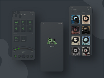 Mudi music player app branding design neumorphic skeumorphic skeumorphism ui uiux ux uxdesign