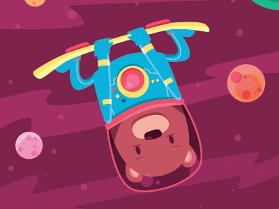Backflip animal astronaut backflip bear character characterdesign kidlit planet skateboar space vector